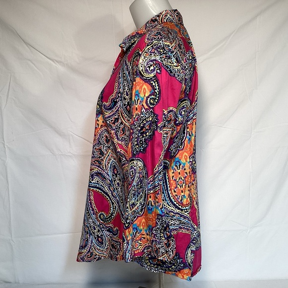 Lauren Ralph Lauren Fuchsia Paisley Button-Down Shirt Women’s Size Large - Picture 4 of 11